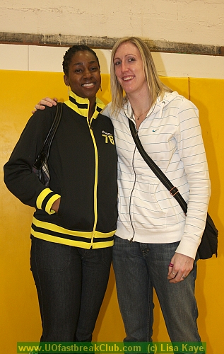 Former players Yadili Okwumabua and Cathrine Kraayeveld.